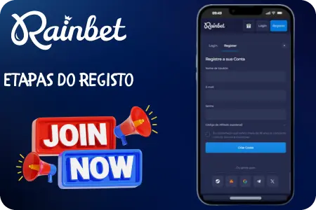 Etapas do registo Rainbet