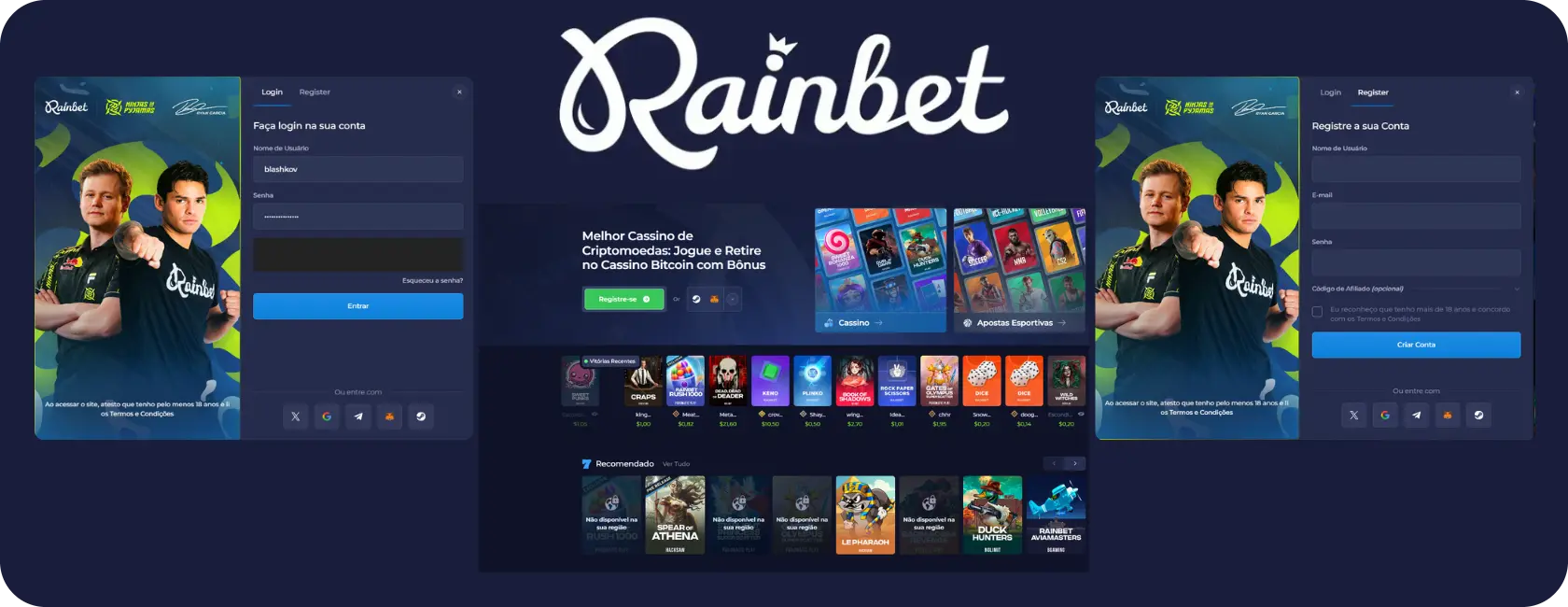 Como iniciar sessão na Rainbet pt login