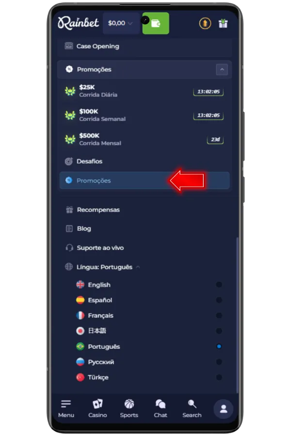 Vá em “Promotions”