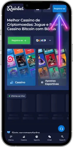 Rainbet botão Registar