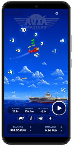 Avião a recolher multiplicadores no Aviamasters Rainbet