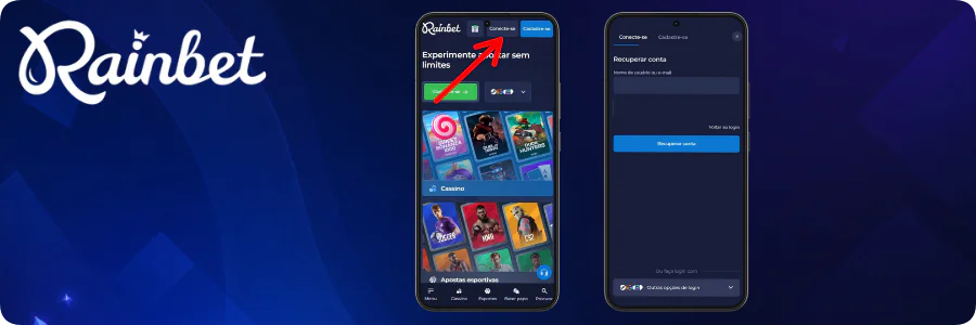 Faça login no smartphone Rainbet Casino